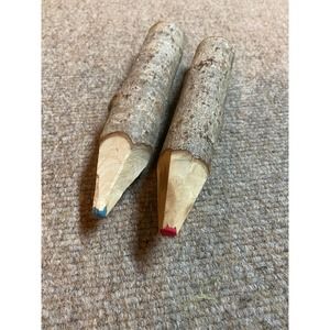 Wooden Log Bark Crayons Pink and Blue